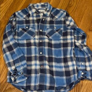Ariat Navy and White Plaid Button-Down Shirt